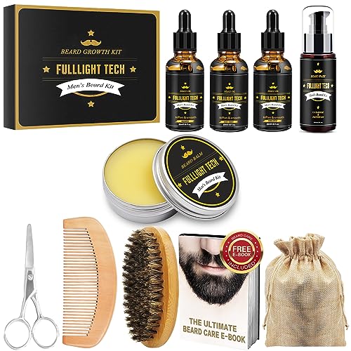 Men's Beard Grooming Kit: Wash, Oil, Shaper, Brush