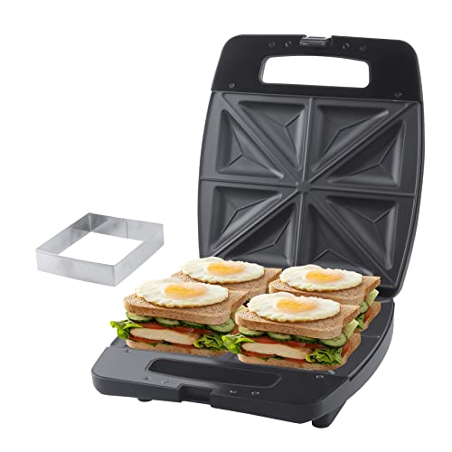 Breakfast Sandwich Maker Press Grill & Toast Cutter (4 Slices)