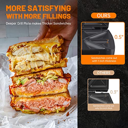 Breakfast Sandwich Maker Press Grill & Toast Cutter (4 Slices)