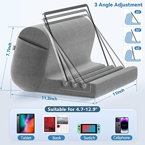 Tablet Pillow Holder with Pocket and Stylus Mount