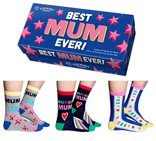 Cockney Spaniel - Best Mum Ever! Socks Trio - UK 4-8, EUR 37-42