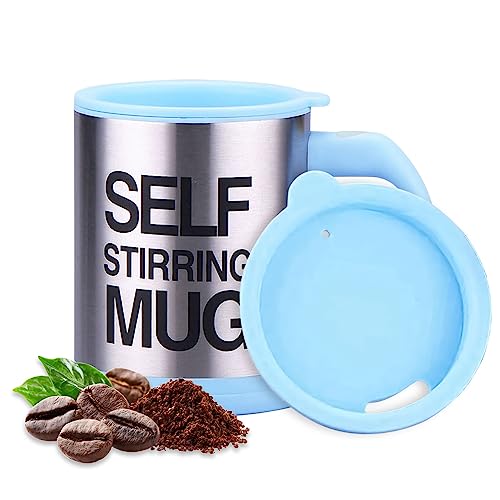 Self Stirring Coffee Mug Cup | Electric Stainless Steel | 450ml Blue