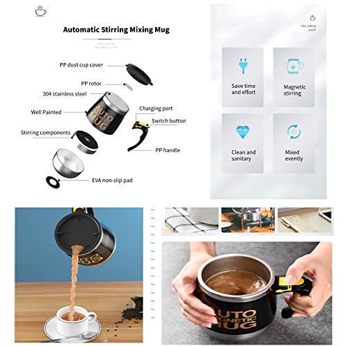 Self Stirring Coffee Mug, 400ML Stainless Steel