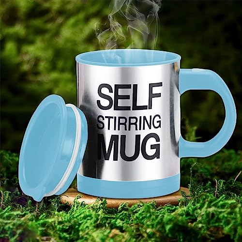 Self Stirring Coffee Mug Cup | Electric Stainless Steel | 450ml Blue