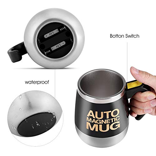 Self Stirring Stainless Steel Coffee Mug (Black)