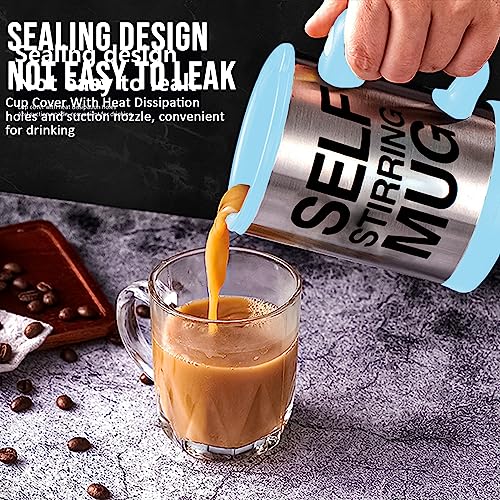 Self Stirring Coffee Mug Cup | Electric Stainless Steel | 450ml Blue