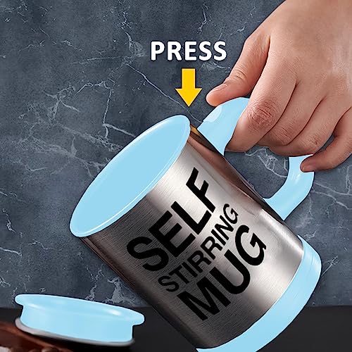 Self Stirring Coffee Mug Cup | Electric Stainless Steel | 450ml Blue