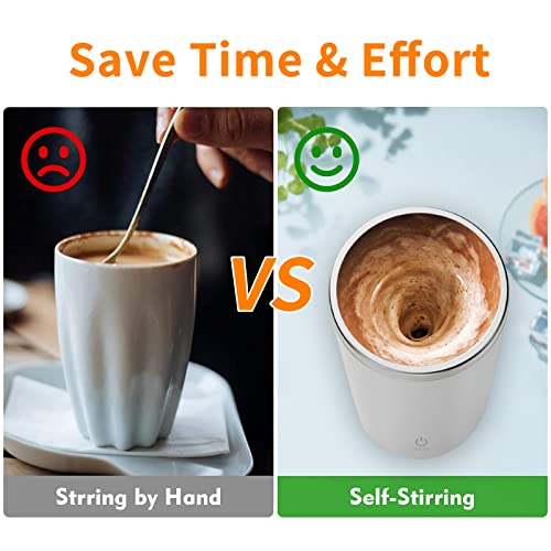Self Stirring Mug: Electric Coffee Mixing Cup (D-White)