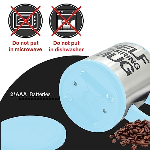 Self Stirring Coffee Mug Cup | Electric Stainless Steel | 450ml Blue