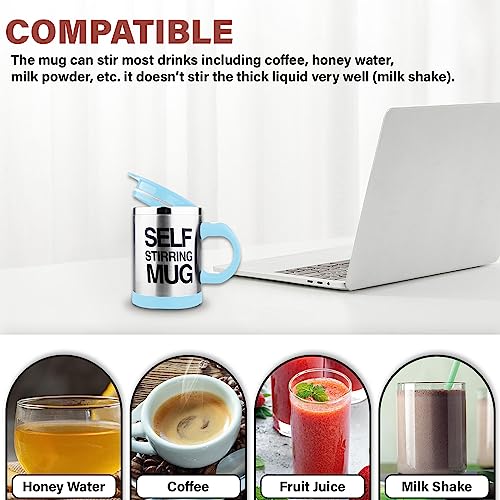 Self Stirring Coffee Mug Cup | Electric Stainless Steel | 450ml Blue