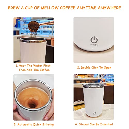 Self Stirring Mug: Electric Coffee Mixing Cup (D-White)