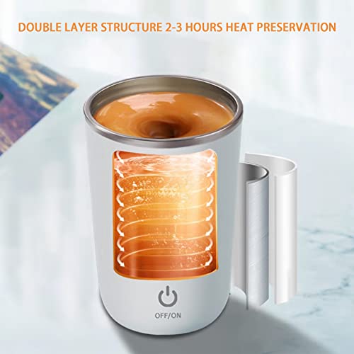 Self Stirring Mug: Electric Coffee Mixing Cup (D-White)