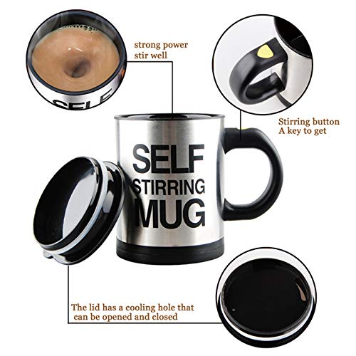 Electric Self-Stirring Coffee Mug with Lid - 450ml
