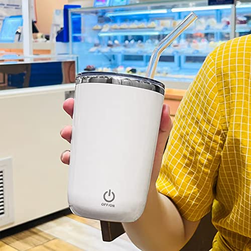 Self Stirring Mug: Electric Coffee Mixing Cup (D-White)