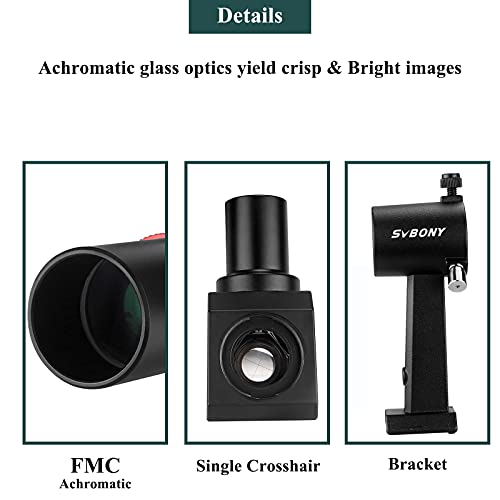 Svbony SV182 Telescope Finderscope, 6x30, Achromatic, Single Crosshair