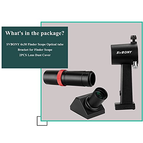 Svbony SV182 Telescope Finderscope, 6x30, Achromatic, Single Crosshair