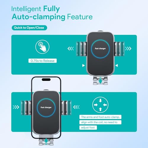 Wireless Car Phone Holder with Automatic Sensor Charger