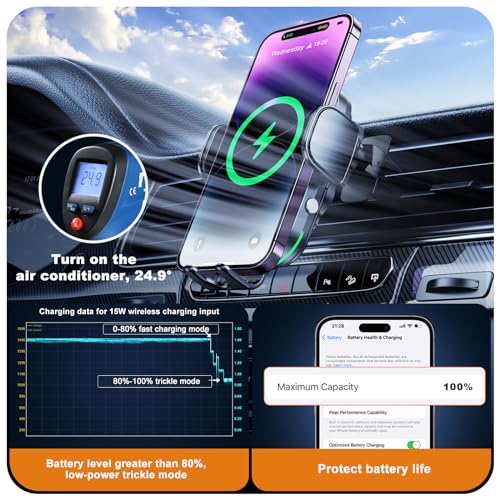 15W Car Phone Holder Wireless Charger: Qi, Automatic Clamping, Air Vent Mount