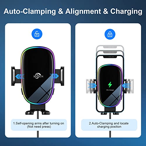 Wireless Auto-Clamping Car Charger Mount - 15W Qi