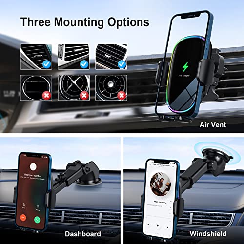 Wireless Auto-Clamping Car Charger Mount - 15W Qi