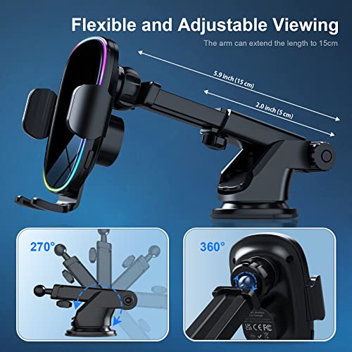 Wireless Auto-Clamping Car Charger Mount - 15W Qi