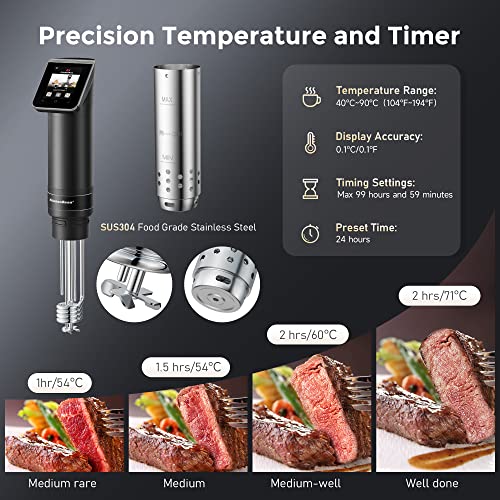 KitchenBoss Sous Vide Machine: WIFI Precision Cooker 1100W