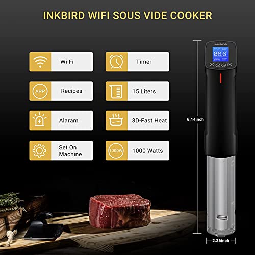 Inkbird WiFi Sous Vide Cooker, Touch Control, 1000W