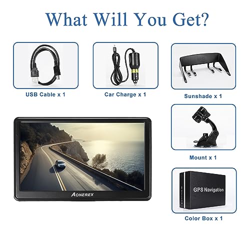 Aonerex GPS Navigation System - 7 inch Touchscreen