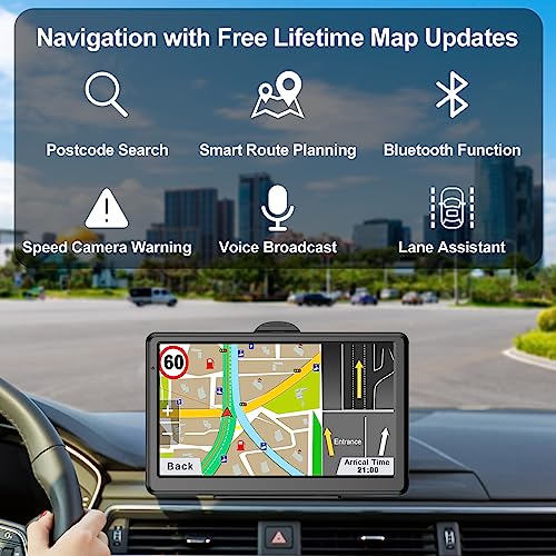 7" Bluetooth UK Sat Nav with Lifetime Map Updates