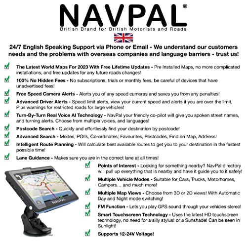 Bluetooth Sat Nav 7" UK Europe Maps 2024 (Lifetime Updates)
