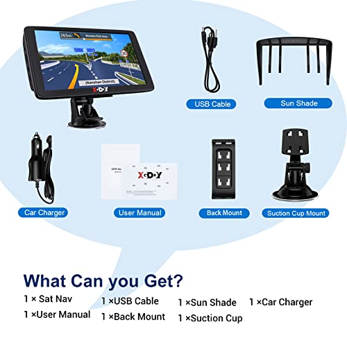 7" Xgody Sat Nav with Lifetime Updates & Speed Camera Alerts