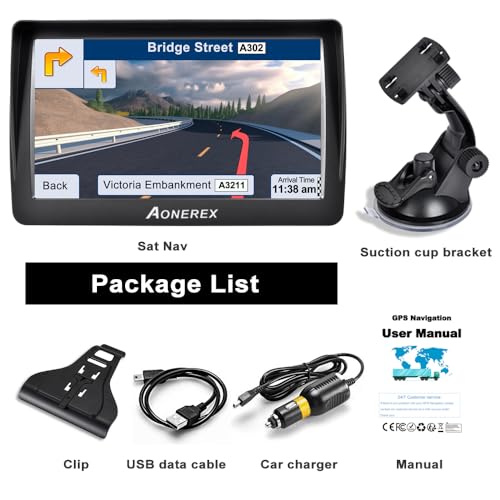 Aonerex GPS Sat Nav for Car Truck Lorry