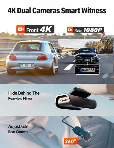 IIWEY Dual Front and Rear 4K Dash Cam