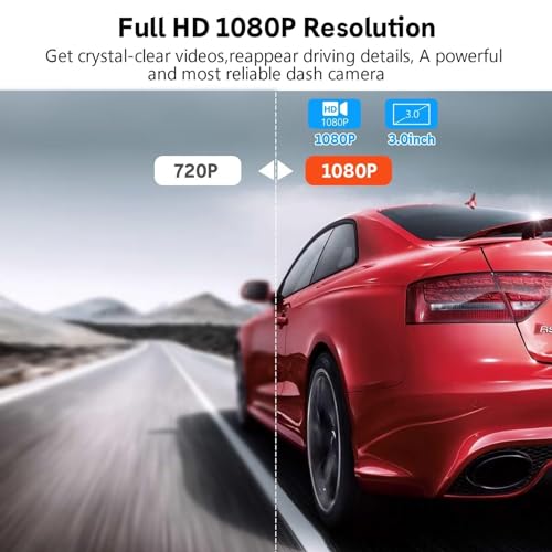 1080P Dash cam, On-Dashboard Recorder: Night Vision, Wide-Angle (8 words)