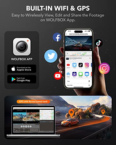 WOLFBOX D07 4K Dual Dashcam with WiFi & GPS