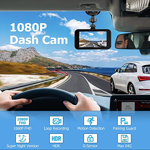 Full HD DashCam with 32G SD Card, 170°Wide Angle