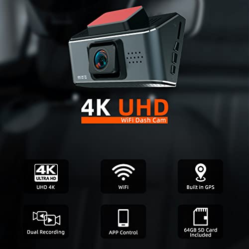 WiFi GPS 4K Dual Camera Dash Cam