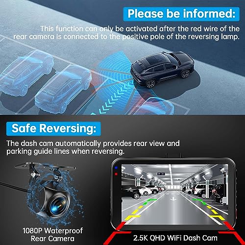 WiFi/APP Control Dash Cam Front and Rear - 2.5K + 1080P