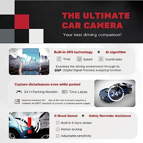 4K+2K Dual Dash Cam with 5G WiFi, GPS