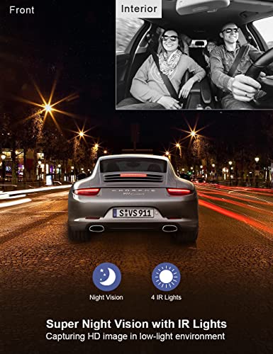 Triple 3 Channel Dash Cam with Night Vision