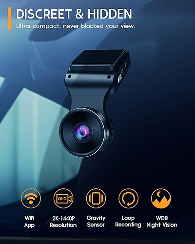 2K WiFi Dash Cam with SD Card - Night Vision