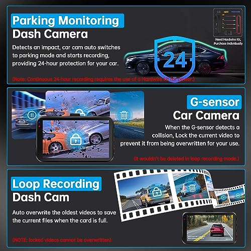 WiFi/APP Control Dash Cam Front and Rear - 2.5K + 1080P