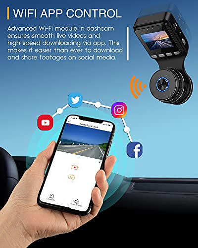 2K WiFi Dash Cam with SD Card - Night Vision