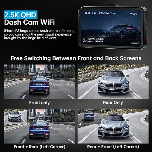 WiFi/APP Control Dash Cam Front and Rear - 2.5K + 1080P