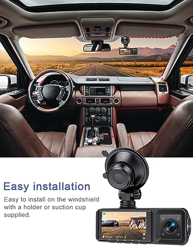 Triple 3 Channel Dash Cam with Night Vision