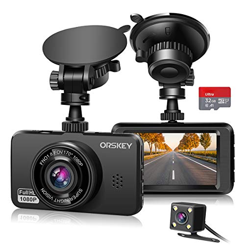 Dual Lens Dash Cam 1080P Full HD, Wide Angle