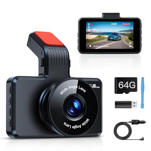 Front Dash Cam 1080P, 170° Wide Angle, 64GB