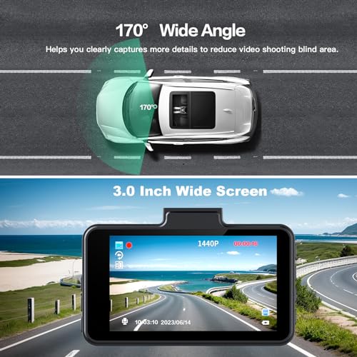 Front Dash Cam 1080P, 170° Wide Angle, 64GB