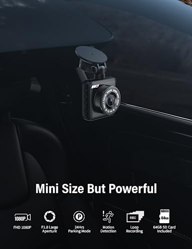 IIWEY 1080P Mini Dash Cam with 64GB SD Card