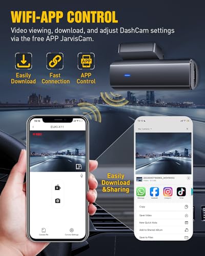 EUKI 4K Dual WiFi Dashcam, Front & Rear
